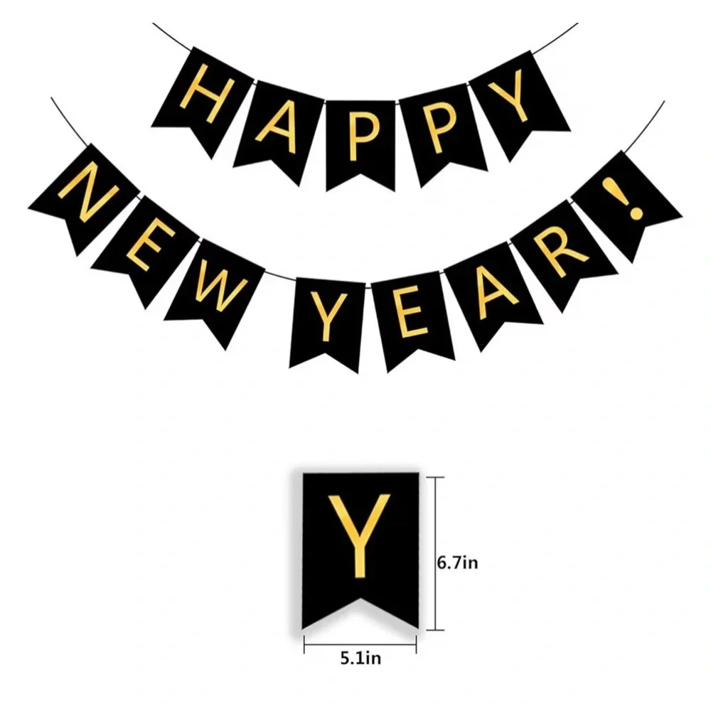 Festive Black and Gold New Year Banner